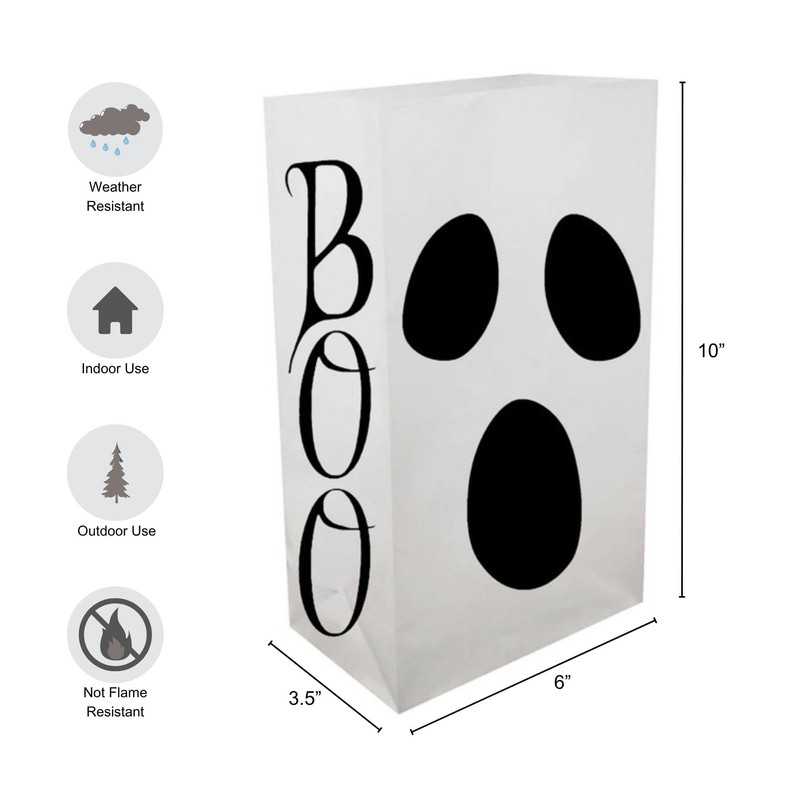 LumaBase 52112 Bags Plastic Luminarias, Ghost