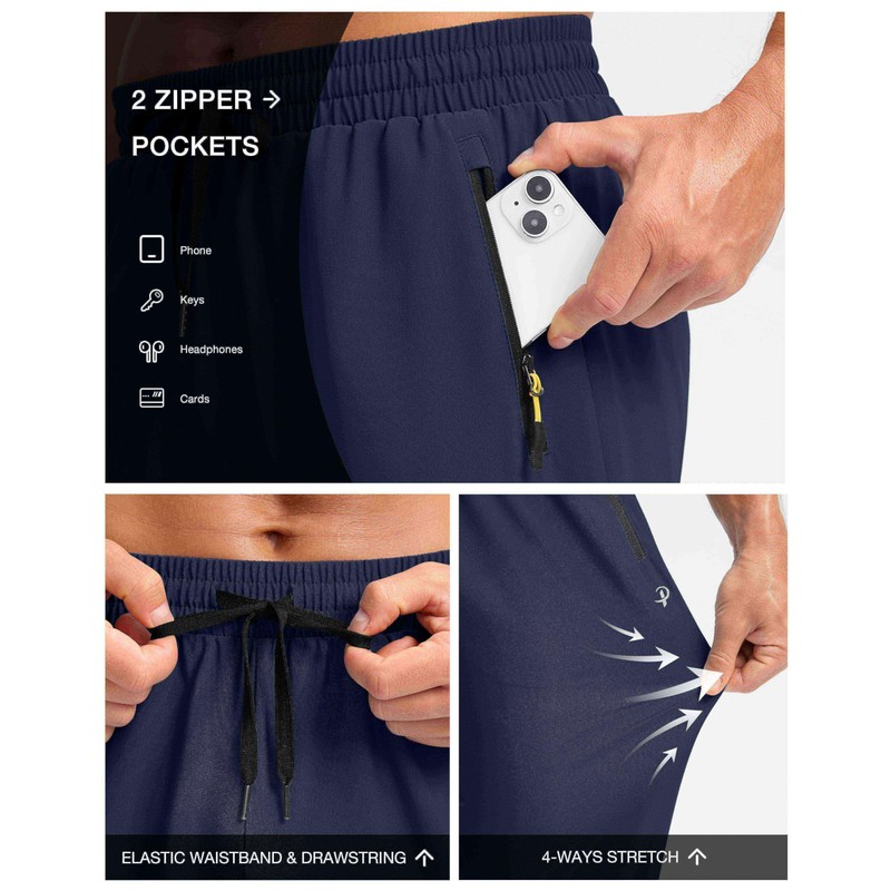 Pudolla Men's Lightweight Hiking Pants Quick-Dry Outdoor Sweatpants with Zipper