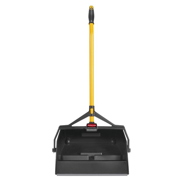 Rubbermaid Commercial Products Maximizer Wet/Dry Debris Dustpan with Hanger Bracket, Black, Outdoor/Indoor For Wet and Dry Floor Cleaning, Compatible with And Broom/Squeegee