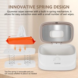 Baby Wipe Warmer, Wipe Warmer and Baby Wet Wipes Dispenser, 3 Temperature Control Large Capacity Wipes Warmer for Babies with Night Light (Gray+White)