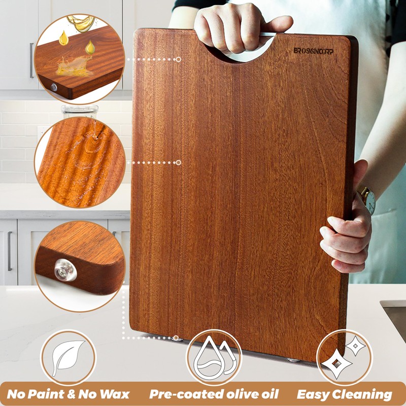 Brosisincorp Real Solid Sapele Cutting Board One Piece No Glue