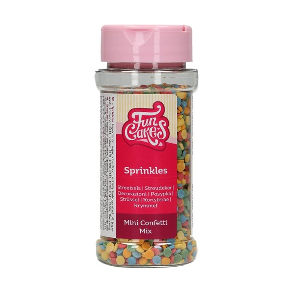 FunCakes Mini Confetti: Sprinkles gâteaux, bon goût, parfait pour la décoration de gâteaux, sprinkles confettis. 60 g.