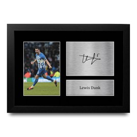 HWC Trading Lewis Dunk Brighton & Hove Albion Gifts Printed Signed Autograph Picture for Football Fans and Supporters - A4 Framed