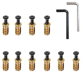 10 PcsFurniture Screw Nut Threaded Wood Inserts Bolt Fastener Connector,Black 304 Stainless Steel Nuts and Bolts, for Furniture Woodworking Project, Black,with Wrenches