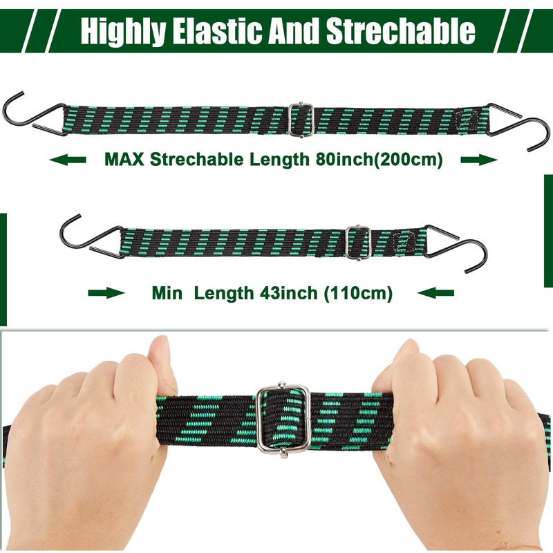 Saintrygo 8 Pcs 80 Inch Adjustable Flat Bungee Cords with