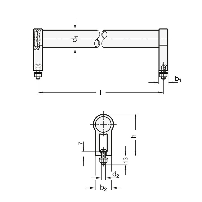 Ganter Normelemente | Tube Handles - GN 333.1-28-200-B-EL | Diameter:
