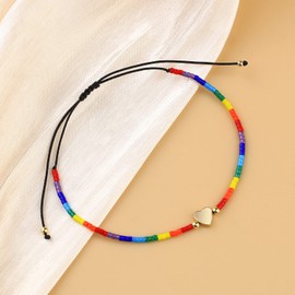 KELITCH Women's Bracelet Adjustable Handmade Evil Eye Pearl Bracelet Stackable Bangle, Rubber