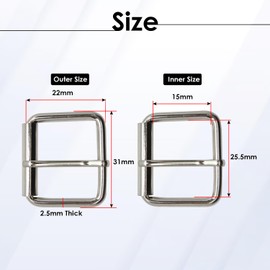 Trimming Shop Multi-Purpose Metal Roller Buckle Single Prong Strap Adjuster Pin Buckle Fastener for Backpack, Luggage, Shoes, Bags, Belts, Leathercrafts, DIY Accessories