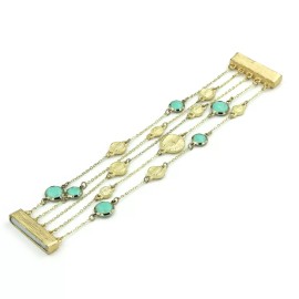 Unbranded 30MM 2-Tone Brass 5 Layer Chian Bracelet with Turquoise Color Stone