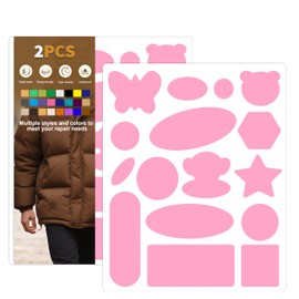 Azobur Down Jacket Repair Patches-Waterproof, Self-Adhesive,Nylon Fabric Patches for Puffy Jackets, Rain and Snow Gear, Tents, Sleeping Bag and More(Pink，2pcs)