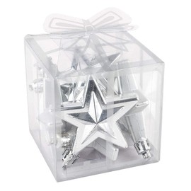 Ideen mit Herz Tree Decorations | Stars | Pack of 6 | 6 x 2.8 x 7.5 cm | for Hanging | Christmas Tree Decoration, Christmas Tree Decoration, Christmas Tree Decoration (Silver)