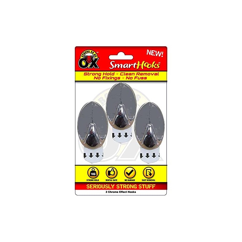 Rapide Products HE331P Small Oval Hooks, 30mm x 50mm, Chrome