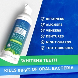 Retainer Cleaner Foam for Invisalign, Aligner Cleaner Whitening Foam for Mouth Guard Night Guard Veneers, Whitens Teeth, Freshens & Fights Bad Breath, 3% Hydrogen Peroxide, Mint - 50ml