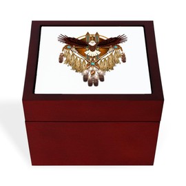 CafePress Bald Eagle Mandala Memory Keepsake Jewelry Box, 5"x5"x3.75"