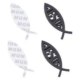 SUPERFINDINGS 2 Sheets 1.3x4 inch Black Zinc Alloy Jesus Fish Decal Sticker 3D Fish Symbol Car Decal Emblem Sticker Religious God for Easter Jesus Christian Fish Symbol Car Decoration