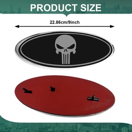 Rebvugr Front Grille Rear Tailgate Skull Emblems, Car Emblem Badges, Punisher Front Grill Emblems, Car Exterior Accessories Oval Emblem Fit for Ford F150 F250 Explorer Expedition (Black/Chastiser)