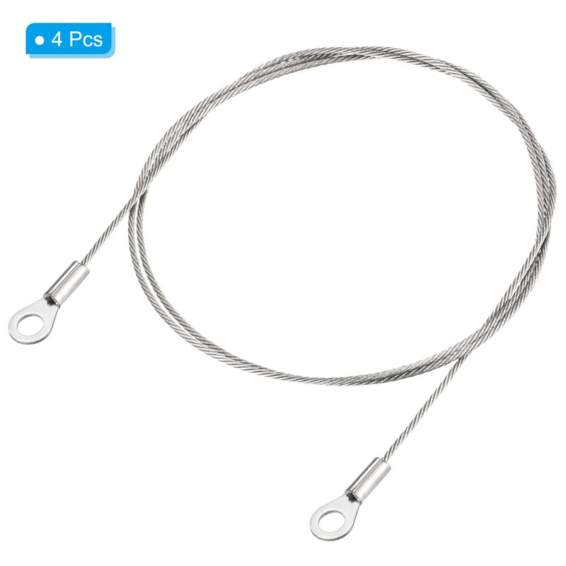 PATIKIL 4pcs 80cm 1.5mm Stainless Security Cable 5mm Inner Diameter