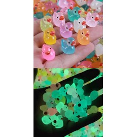 100 piezas de mini patos de resina, decoración de casa de muñecas de 15 mm que brillan en la oscuridad para decoración de acuario, micro hadas, jardín, paisaje de jardín, busca juguetes de fiesta,