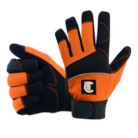 COLOURLINX Heavy Duty Work Gloves Multipurpose Safety Gardening Working Mechanic Driving Construction DIY Farm Yard Gloves Firm Grip Non Slip Lifting Handling Gloves (Orange, L)