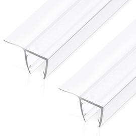 Bathroom Shower Glass Door Side Seal Strip, 2PCS 78 Inch Long Clear PVC Seal Strips for 1/2"(12mm) Thick Framless Glass Door Panel