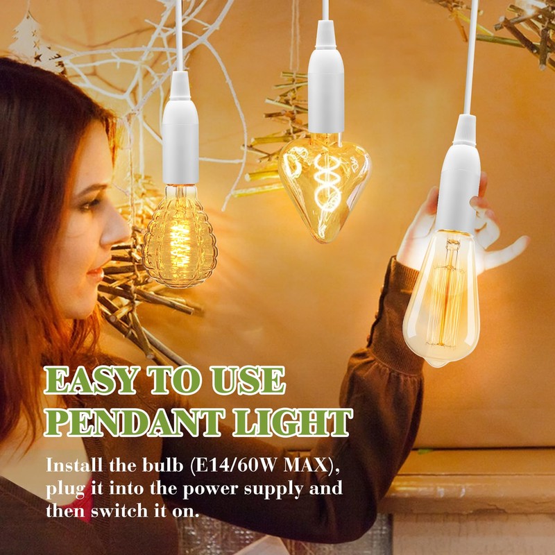Pendant Light Ceiling Lighting Fitting, 4.5 M White plug in