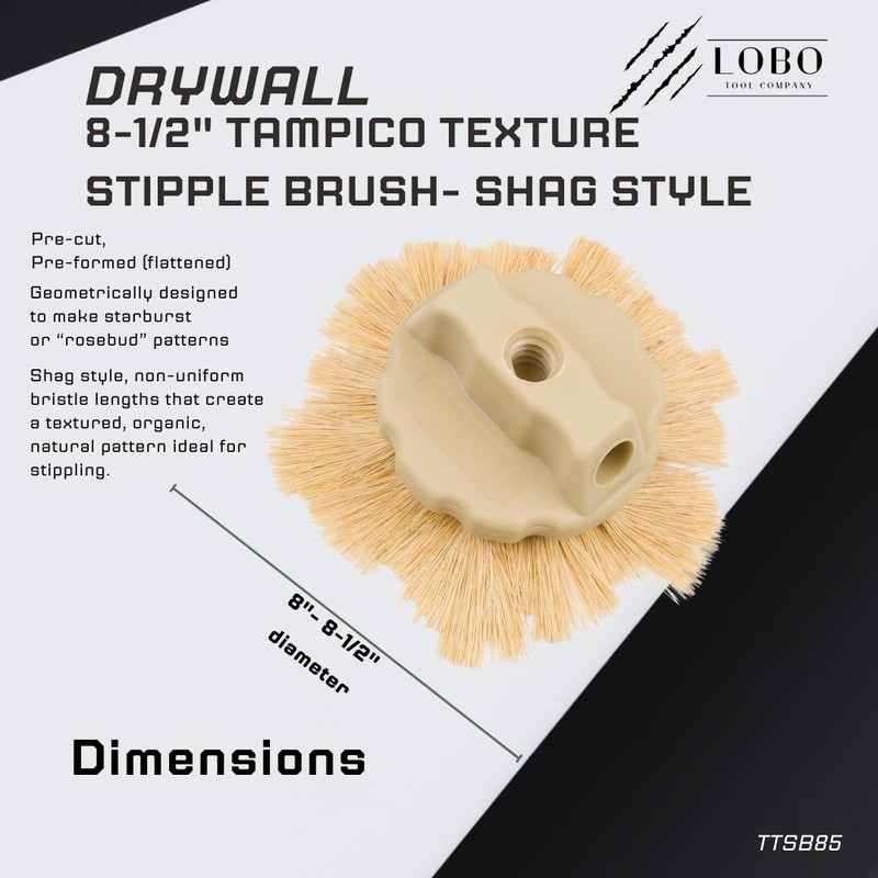 Lobo Tools 8-1/2" Tampico Shag Style Drywall Stipple Brush –