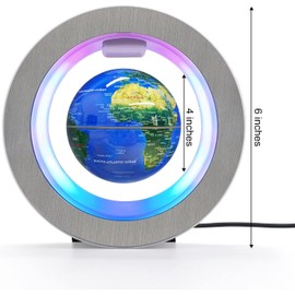 Flagest Magnetic Levitation Floating Globe - Levitating O Shape Globe with LED Lights for Education Home Office Desk Decor - Birthday Holiday Party Gift (4Inches）