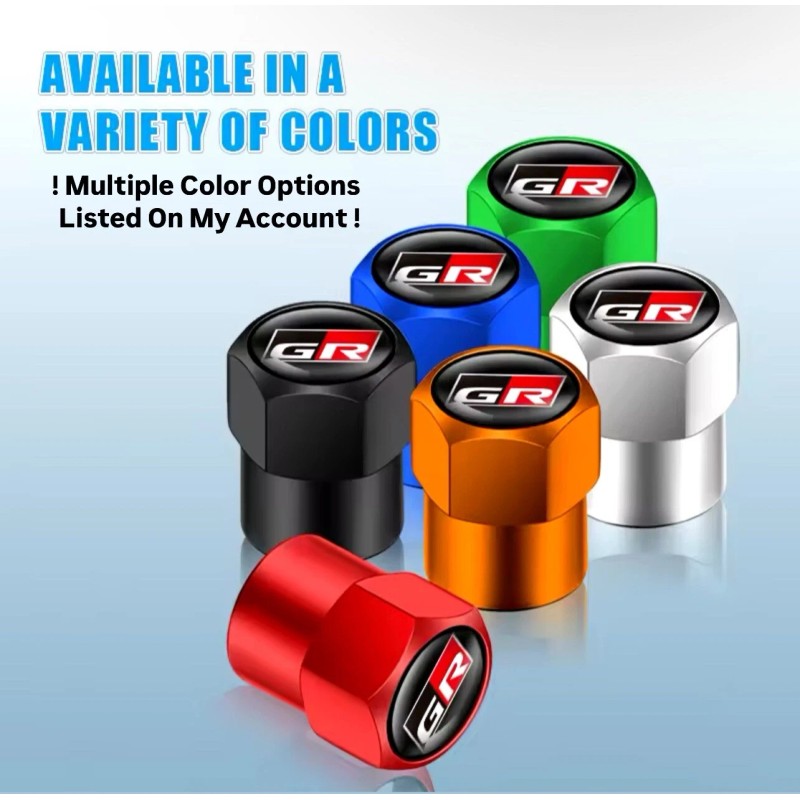 Aftermarket Black GR Toyota Valve Stem Caps for Supra, GR86,