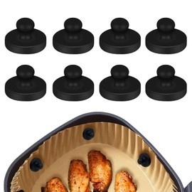 Air Fryer Magnets for Parchment Paper 8PCS Silicone Magnetic Liner Clips to Hold Liners in Place Heat-Resistant & Waterproof Paper Liner Safely Prevents Burning & Food Covering (Black)