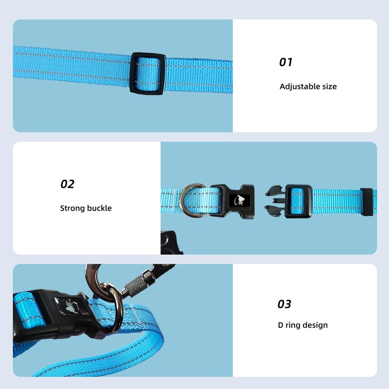 Reflective Nylon Pet Collar with Quick-Release Buckle – Adjustable, Durable,