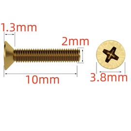 NACX M2 x 10mm Flat Head Phillips Machine Screws Bolts Countersunk Screws, Brass, 250Pcs