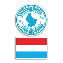 2 x 10cm Wide Luxembourg Vinyl Stickers - Flag Map Scrapbook Design Holiday Suitcase Adventure Travel Gift #78649