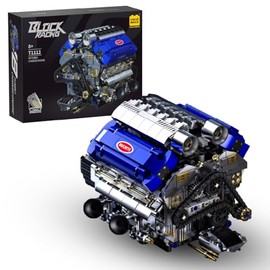 UNCLE BRICK V8 Engine Model Kit That Runs, Motorized Engine Building Set for Adults, Working Visible Engine with Chain & Cylinder Linkage, STEM Mechanical Building Toy Gift for Car Enthusiasts