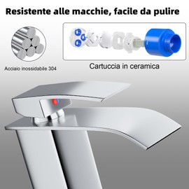 VOLTIX Wasserfall-Badezimmerarmatur - Einhebelmischer für Waschbecken mit Wassersparung - Einstellbar für heißes und kaltes Wasser - Moderner Waschtischarmatur Elegantes Design für Badezimmer (Chrom)