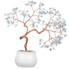 Amogeeli Healing Aquamarine Crystal Copper Money Tree with Ceramic Pot,