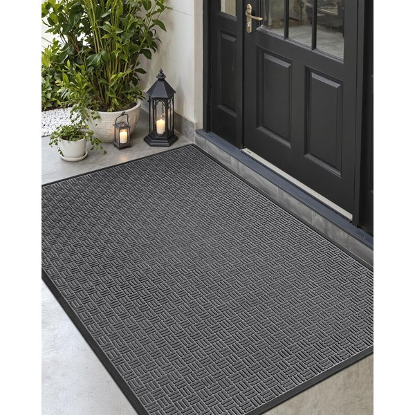DEXI Front Door Mat Outside Entrance, All-Season Heavy Duty Rubber