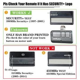 Garage Door Remote Control Compatible with 390MHz Red/Orange Learn Button Replacement for LiftMaster 970LM/971LM/972LM/973LM - Chamberlain 950CB/953CB/956CB - Sears Craftsman 139.53681B (2 pcs)
