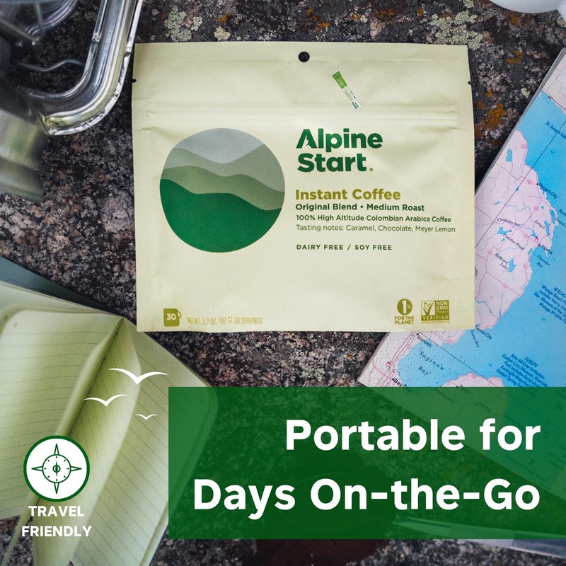 Alpine Start Instant Coffee Powder Mix from High Altitude Colombian