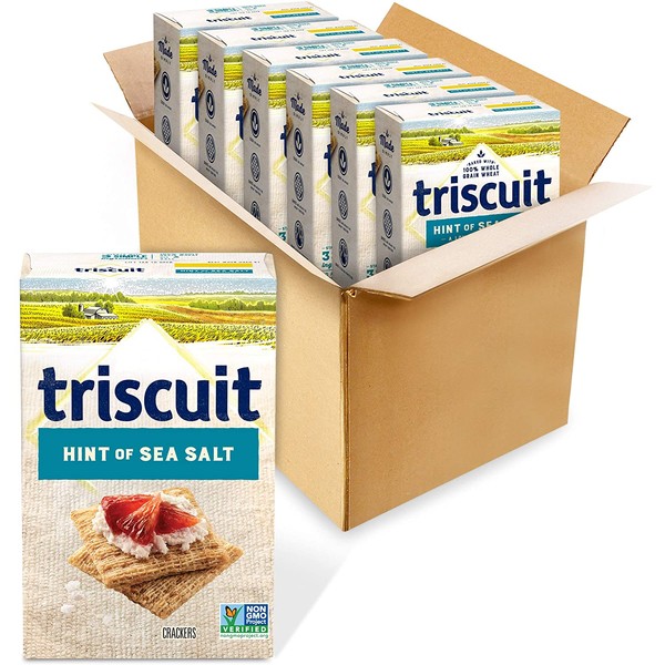 Triscuit Hint of Sea Salt Whole Grain Wheat Crackers, 6 - 8.5 oz Boxes
