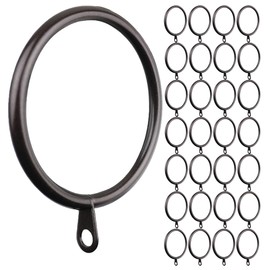 Meriville 28 pcs Oil-Rubbed Bronze 1.5-Inch Inner Diameter Metal Curtain Rings with Eyelets, Fits Up to 1 1/4-Inch Rod