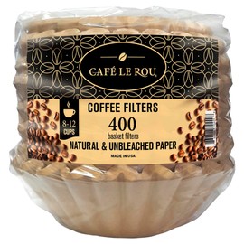 "NEW" - Café Le Rou Paper Coffee Filters, 400 Count, Biodegradable, Natural Fibers 8-12 Cups - Made in the USA