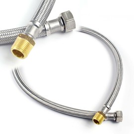 XPOtool Flexible Hose 600 mm DN8 1/2 Inch Male (20.95 mm), 3/8 Inch Nut (14.95 mm) Reinforced Hose Stainless Steel EPDM