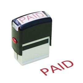 Paid Stamp, Self Inking Rubber Stamp, Refillable Red Ink Stamp, Preinstalled Pre Inked Business Stamp, Work Document Paid Notice, Aid Stamp with Date, Stationery Kit (Black)