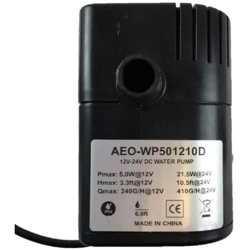 AEO Dry-Run Protection 12V-24V DC Brushless Submersible Water Pump, 410GPH
