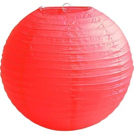 Pack of 1 Round Ceiling Red Paper Lampshade Light Shade Bamboo, 30cm Ribbed Style Lampshade, Traditional Lampshades,Hanging Paper Lanterns for Weddings, Birthdays, Parties and Events