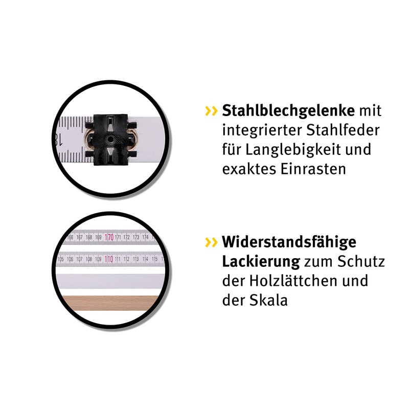 Stabila Series 400 Wooden Folding Ruler, Straight Edge for Marking,