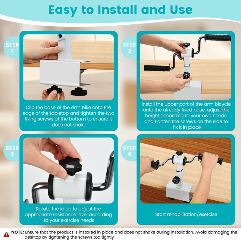 Arm Bike for Physical Therapy with Anti Slip, Desktop Clamp