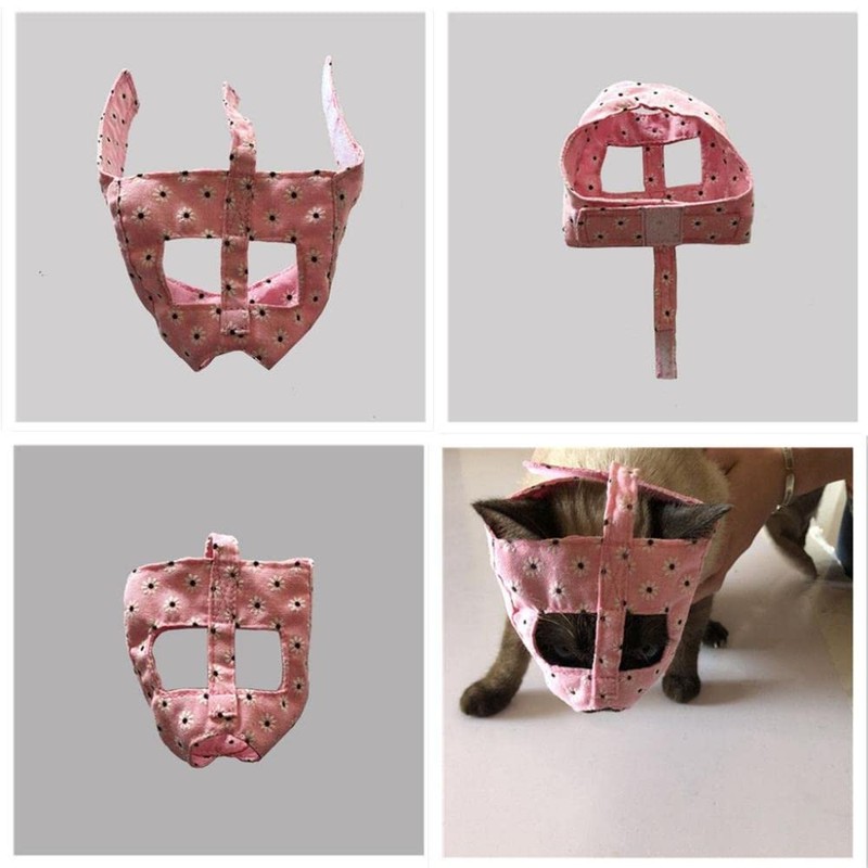 Cat Muzzle Anti-Bite Grooming Mask Adjustable Pet Mouth Cover for