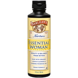 Barlean's Essential Woman Liquid Supplement for Women, Organic Flaxseed and Evening Primrose Oil for Healthy Hair, Nails and Skin, Omega 3 6 9 and GLA, 12 oz
