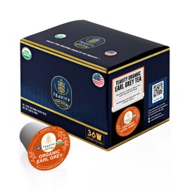 Organic Earl Grey Tea Pods for Keurig - Caffeinated Unsweet Black Tea for K Cup Brewing by Teavity (36 Tea Pods)